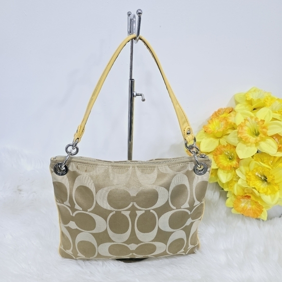 Coach yellow and tan satchel bag - Picture 7 of 16